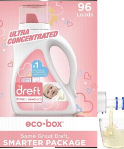 Dreft Stage 1: Baby Laundry Detergent Liquid Soap Eco-Box, Natural For Newborn, Or Infant, Ultra Concentrated He, 96 Loads