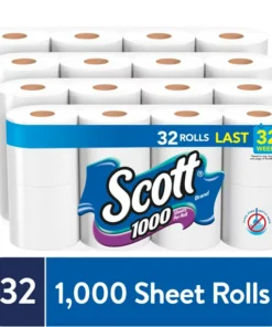 Scott 1,000 Toilet Paper, 32 Rolls, 1,000 Sheets Per Roll