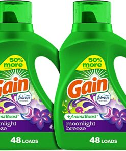 Gain + Aroma Boost Laundry Detergent Liquid Soap, Moonlight Breeze Scent, 45 Loads, 65 Fl Oz, Pack Of 2, He Compatible