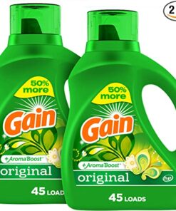 Gain Laundry Detergent Liquid Soap Plus Aroma Boost, Original Scent, He Compatible, 90 Loads Total, 65 Fl Oz (Pack Of 2)
