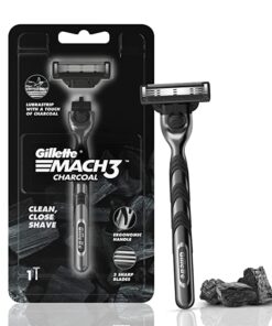 Gillette Mach3 Charcoal Shaving Razor For Men With New Enhanced Lubrastrip With A Touch Of Charcoal For A Clean Close Shave
