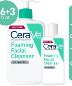 CeraVe Foaming Face Wash, Face Cleanser For Normal To Oily Skin, 3 Fl Oz & 16 Fl Oz
