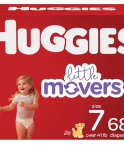 Huggies Little Movers Baby Diapers, Size 7, 68 Ct