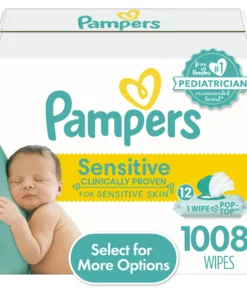 Pampers Sensitive Baby Wipes 12X Flip-Top Packs 1008 Wipes (Select For More Options)