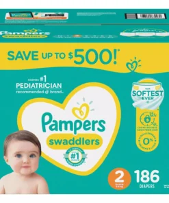 Pampers Swaddlers Diapers, Size 2 (12-18 Pounds), 180 Count